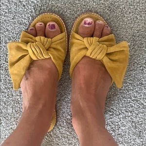 Madewell mustard suede slides